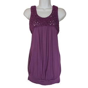 FYLO BY NYLON Purple Woven Neckline Sleeveless Tunic Top/ Mini Dress Small